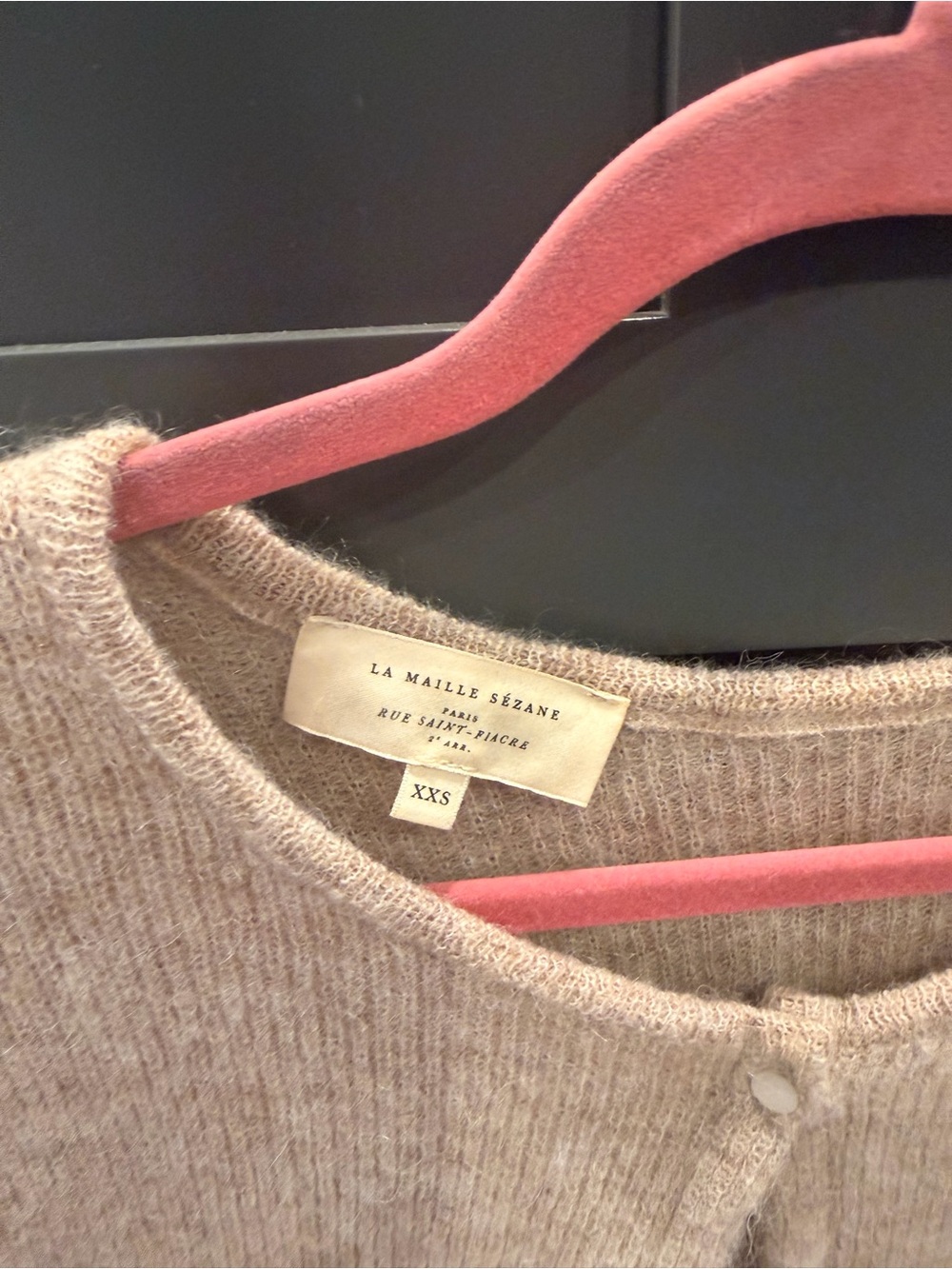 Sezane Light Beige Pearl-Button Knit Cardigan Reversible - Picture 2 of 4